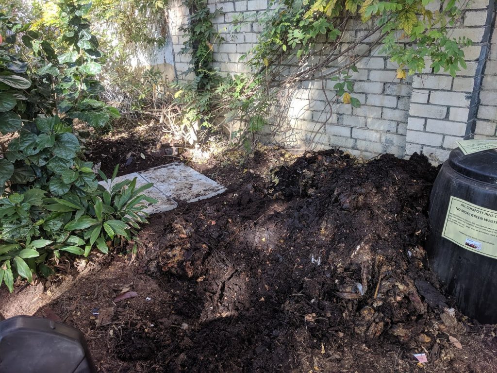 The contents of the bin - a pile of smelly green waste